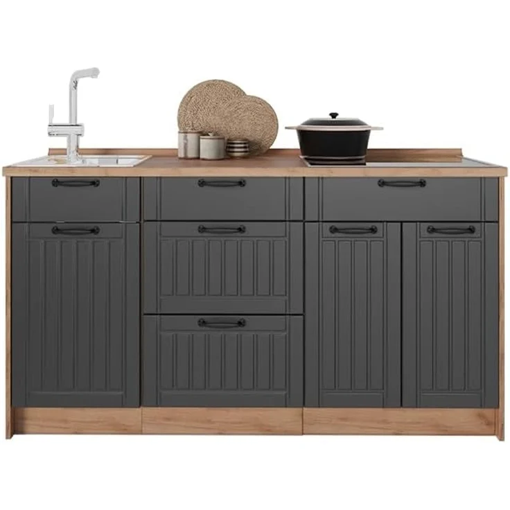 Küchenblock Fame-Line Dunkelgrau 150 cm, AP Anthrazit Vicco – Bild 8