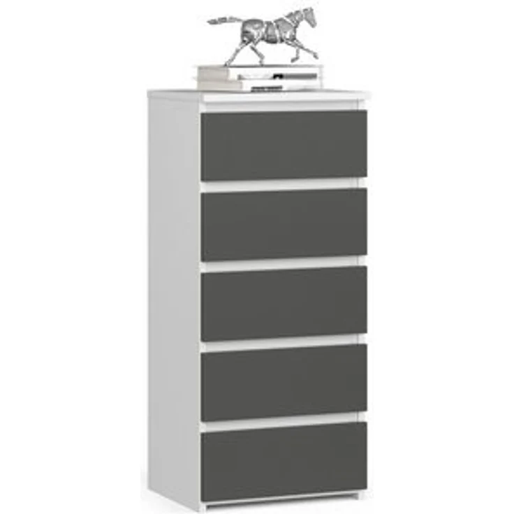 Home Collective Kommode 40 cm breit Holz Highboard Sideboard für Flur Schlafzimmer Wohnzimmer (Mehrzweckschrank Schrank schmal Kommode Schlafzimmer mit Schubladen), Kinderzimmer Organizer, 92 cm hoch mit 5 Schubladen weiß-grau – Bild 6