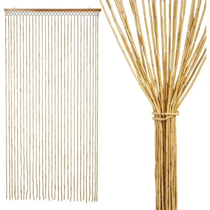 Spetebo Perlenvorhang Dekorativer Türvorhang im Retro Stil mit 31 Strängen 180x90 cm (1 St), Hakenaufhängung, halbtransparent, Holz, Holzperlenvorhang im Boho Chic Design – Bild 4