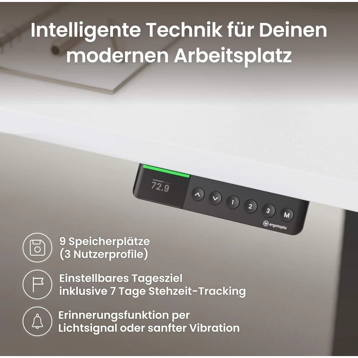 Desktopia Pro X - Elektrisch höhenverstellbarer Schreibtisch / Ergonomischer Tisch mit Memory-Funktion, Weiß, Gestell Grau, 160x80 cm – Bild 6