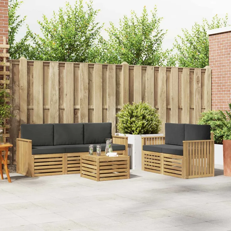 vidaXL Outdoor-Sofagarnitur 6 stk. 5-Sitzer Weiß und Anthrazit 3391392