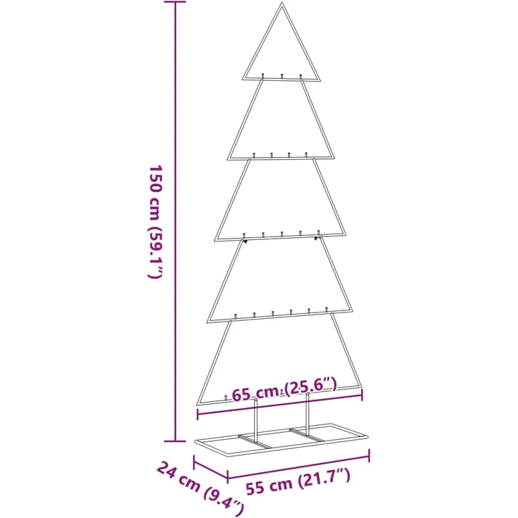 vidaXL Metall-Weihnachtsbaum für Dekorationen Schwarz 150 cm 4018951 – Bild 6