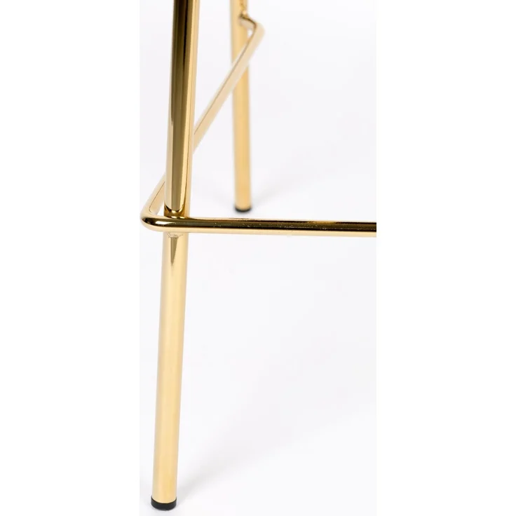 Barhocker Jolien im 2er-Set, blauer Stoffbezug mit goldenem Metallgestell, Rückenlehne und Fußstütze, Sitzhöhe 65 cm, belastbar bis 150 kg – Bild 10