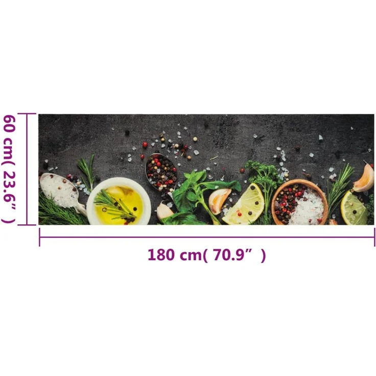 vidaXL Küchenteppich Waschbar Gewürze 60x180 cm Samt 4005609 – Bild 5