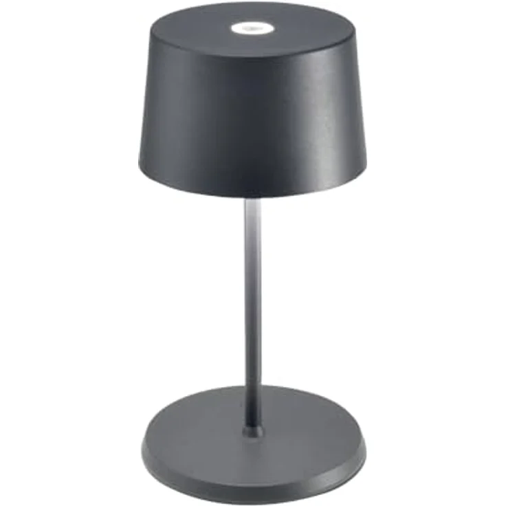 Zafferano, Olivia Mini Lampe, Tragbare und Wiederaufladbare Tischlampe mit Touch Control, Geeignet für Wohnzimmer und Außenbereich, Dimmer, 2200-3000 K, Höhe 22 cm, Farbe Dunkelgrau – Bild 2