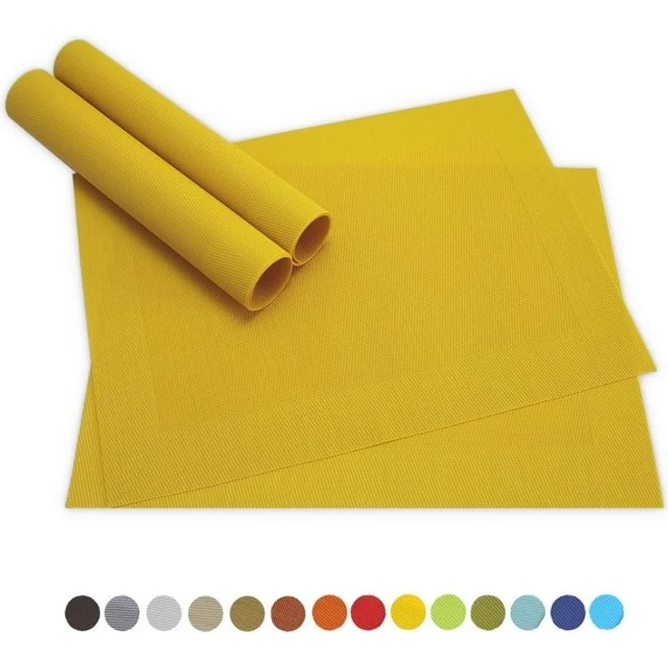 matches21 HOME & HOBBY Platzset Tischsets BORDA 4er Set Gelb als Tischuntersetzer, (4-St), Abwaschbare Platzsets als Tischunterlagen für Ess-Tisch Tisch-Deko – Bild 4