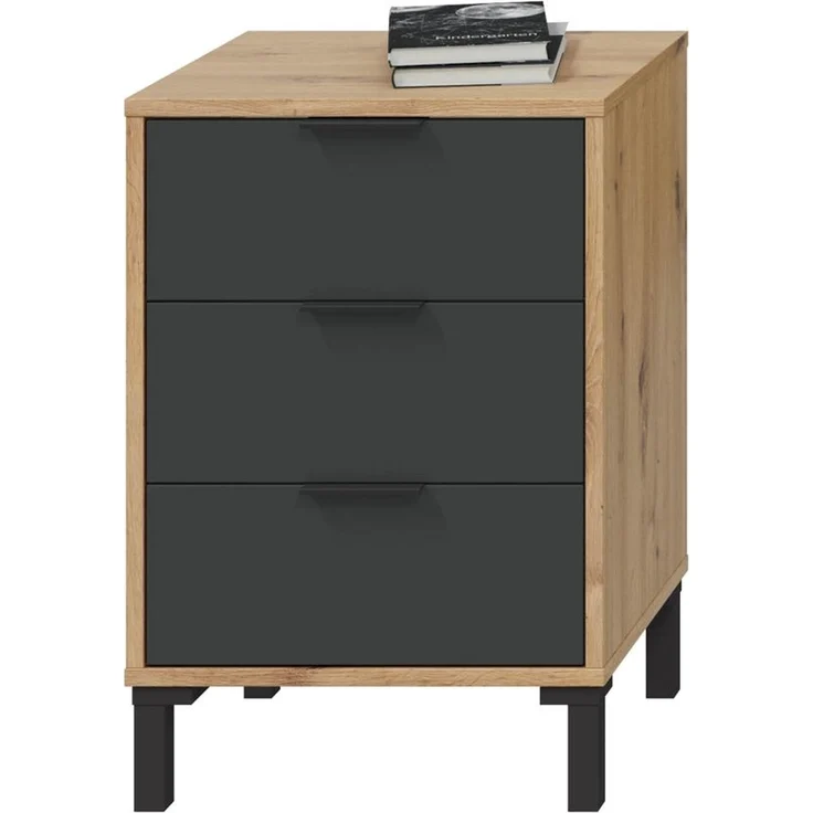 Bett-Set >ENZO< (4-teilig) in Nodi Eiche Dekor / Anthrazit - 246x39x206 (BxHxT) – Bild 5