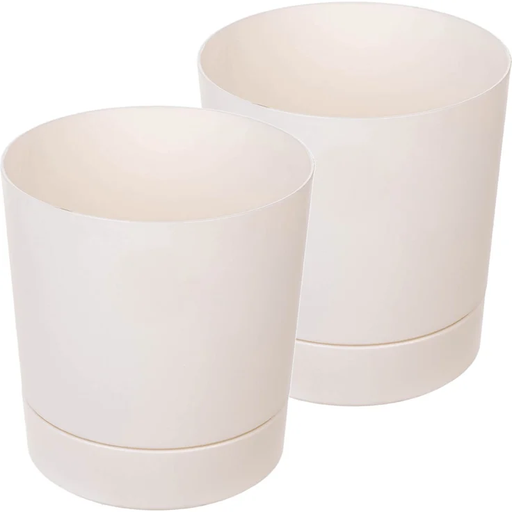 KADAX Blumentopf mit Untersetzer AURA 200, recycelt, cremefarben, 2er-Pack – Bild 3