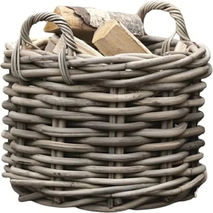 großer Rattankorb "Rustikal" Ø 50 cm, Rattan Aufbewahrungskorb, Brennholzkorb, Spielzeugkorb, Übertopf