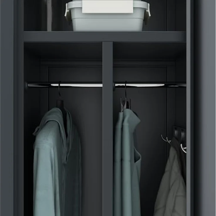 Jan Nowak Spind Schrank, Kleiderschrank, Metallschrank, Schließfachschrank | 2 Abteile mit Kleiderstange, Lüftungsschlitze, Trennwände, 4 Kleiderhaken pro Abteil | 180 cm x 80 cm x 50 cm (Anthrazit) – Bild 9