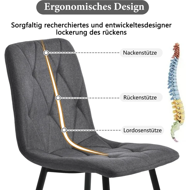 Esszimmerstuhl Set,Esstisch mit 4 Schwarz Samtstühlen, moderner Küchentisch Set, rechteckiger Tisch mit Marmoroptik – Bild 7