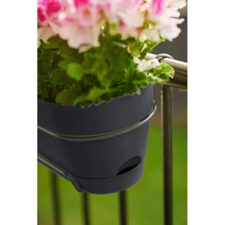 elho Vibia Campana Balkonkasten Allin1 70 mit Wasserreservoir - Übertopf für Balkon - 100% recyceltem Plastik - Ø 70. 4 x H 17. 7 cm - Schwarz/Anthrazit – Bild 6