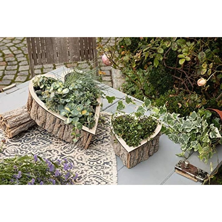 Pflanzherz Rindenstücke 2er Set Blumenkasten Pflanzkorb Pflanzschale Blumentopf – Bild 5
