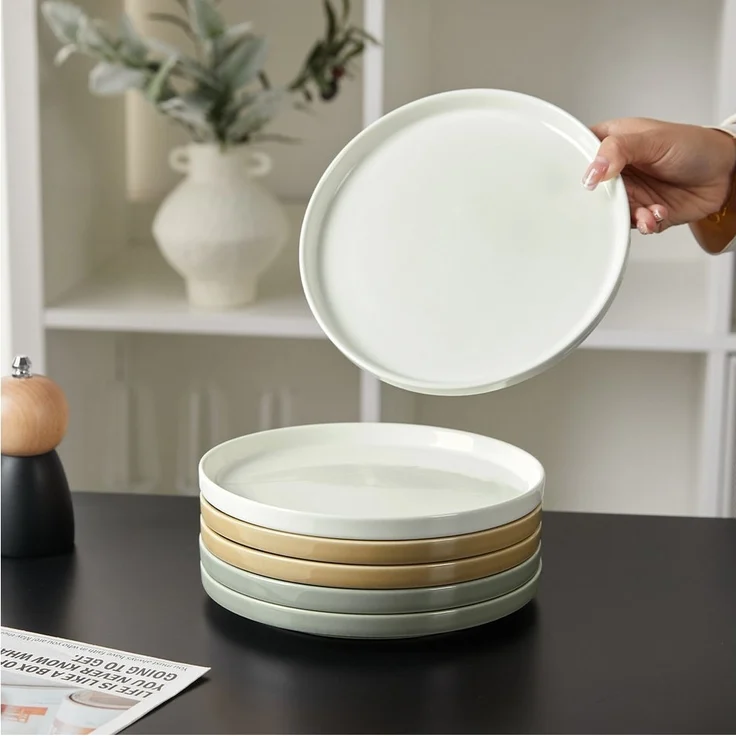 JIWOO Teller 4er Ø20,5cm,Frühstücksteller Steakteller Pastateller Brotteller Plate, (6 St), Keramik Hochwertiges Tellerset Bunt Mikrowellen spülmaschinenfest – Bild 2