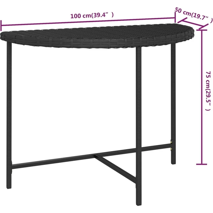Gartentisch, Beistelltisch, Balkontisch Schwarz 100 x 50 x 75 cm Poly Rattan – Bild 7