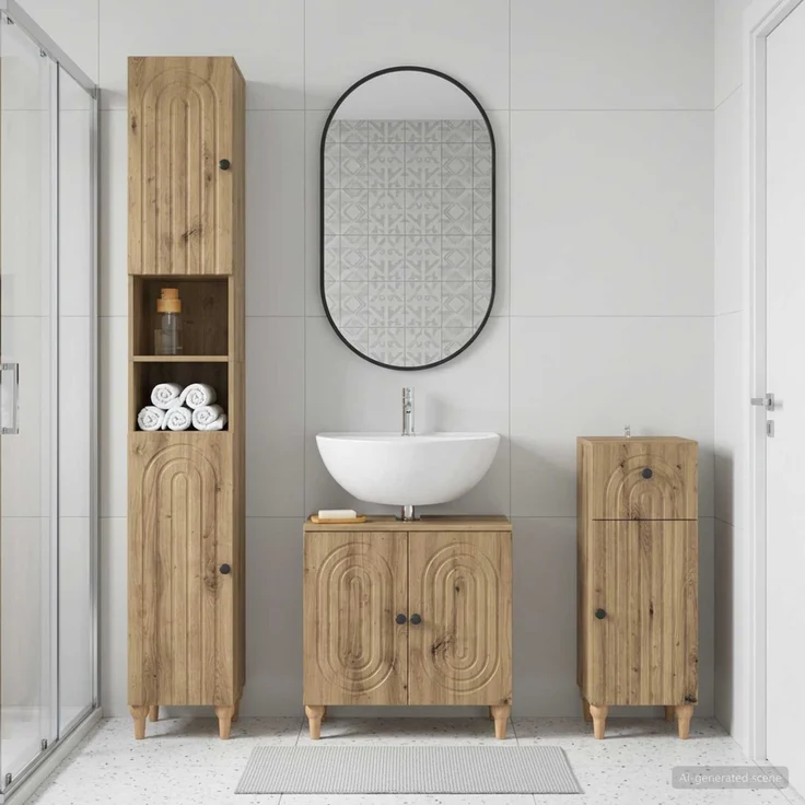 vidaXL 3-teiliges Badezimmer-Schranksystem ALKMAAR Artisan-Eiche 3417836 – Bild 1