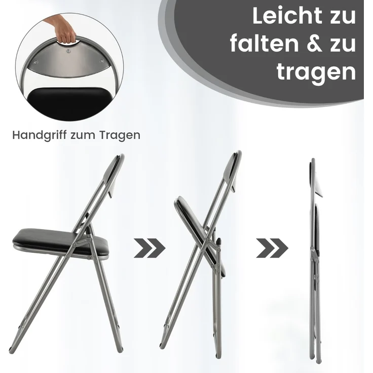 6er Set Klappstühle mit Metallrahmen & Gepolsterten Sitzen & Rutschfesten Fußpolstern – Bild 3