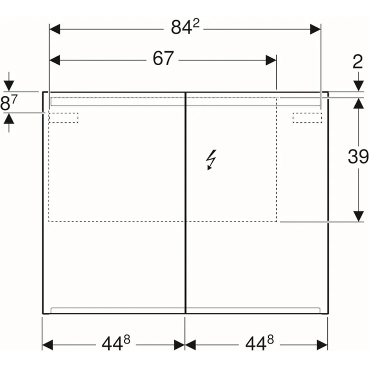 Geberit Option Spiegelschrank mit Beleuchtung, zwei Türen, Breite 90 cm, 500583001 - 500.583.00.1 – Bild 2