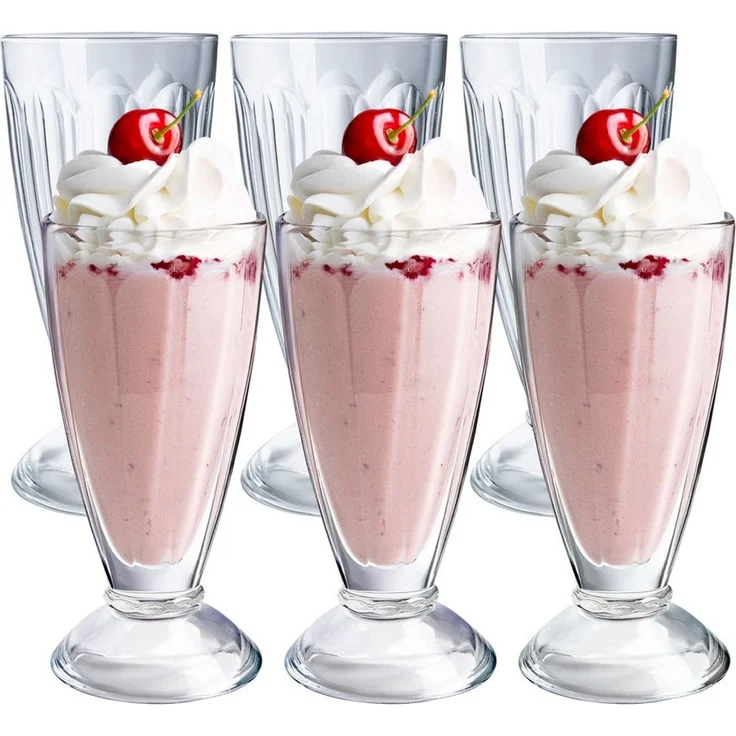 KONZEPT Cocktailglas mit Stiel 300ml, Gläser für Smoothie, Milchshake und Dessert, 6-tlg, spülmaschinengeeignet – Bild 2