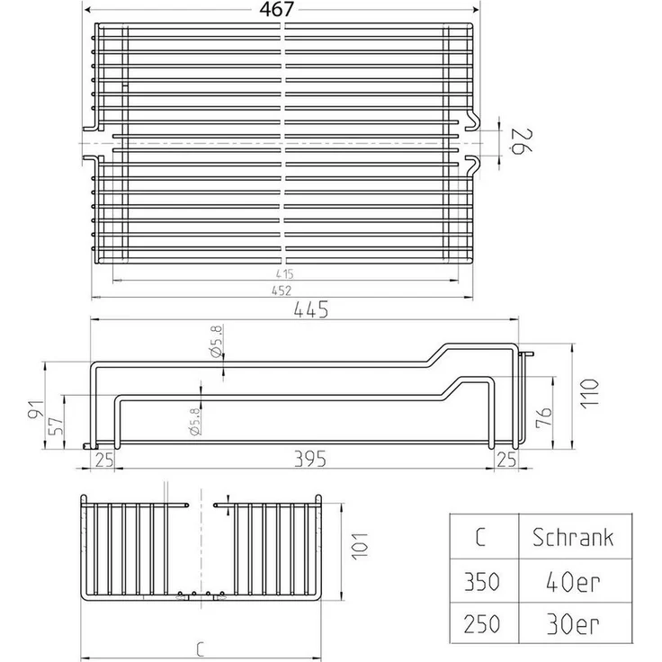 SO-TECH® Apothekerschrank Kesseböhmer Drahtkorb für Apothekerauszug DISPENSA (1-St) Für Schrankbreite: 30 cm (B 25 cm x T 46,7 cm x H 11 cm) – Bild 3