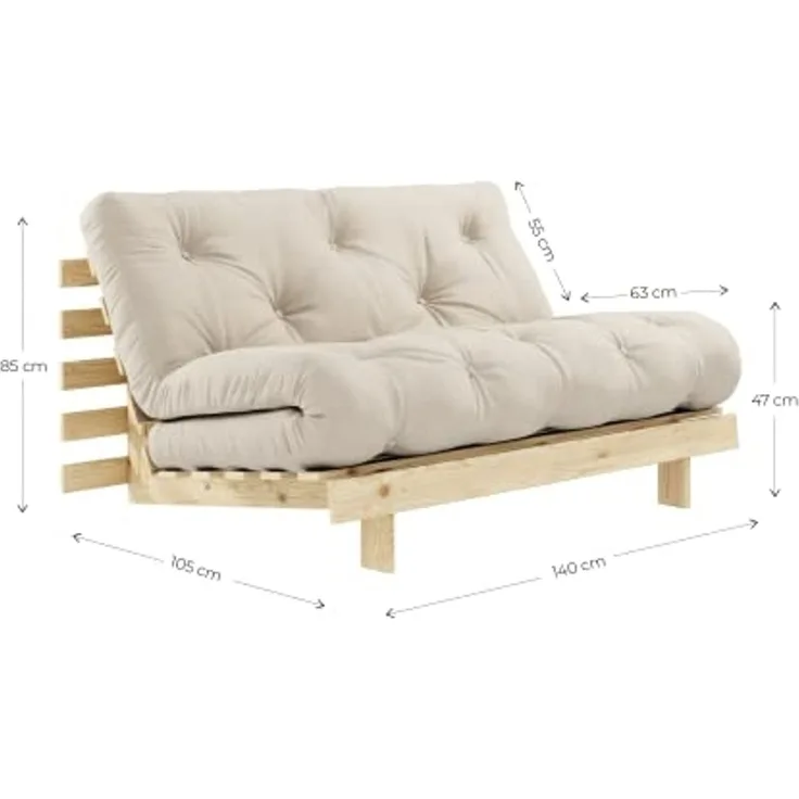 KARUP DESIGN ROOTS Futonsofa Gestell Unbehandelt Matratze Beige