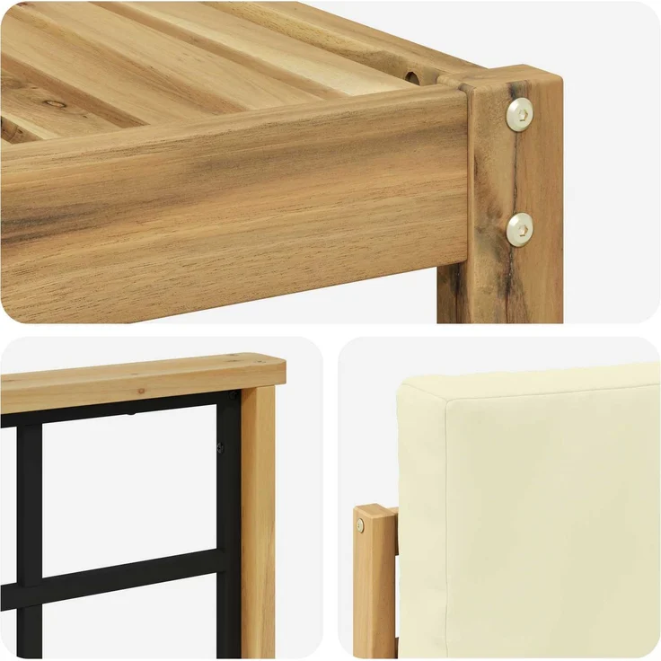 vidaXL Outdoor-Sofagarnitur 6 stk. 5-Sitzer Weiß und Creme 3387534 – Bild 6