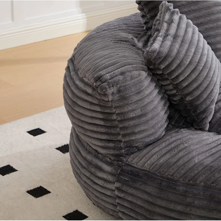 Sitzsack 108x108x52 cm in Dunkelgrau aus Cordstoff mit hoher Rückenlehne und Armlehnen – Bild 10