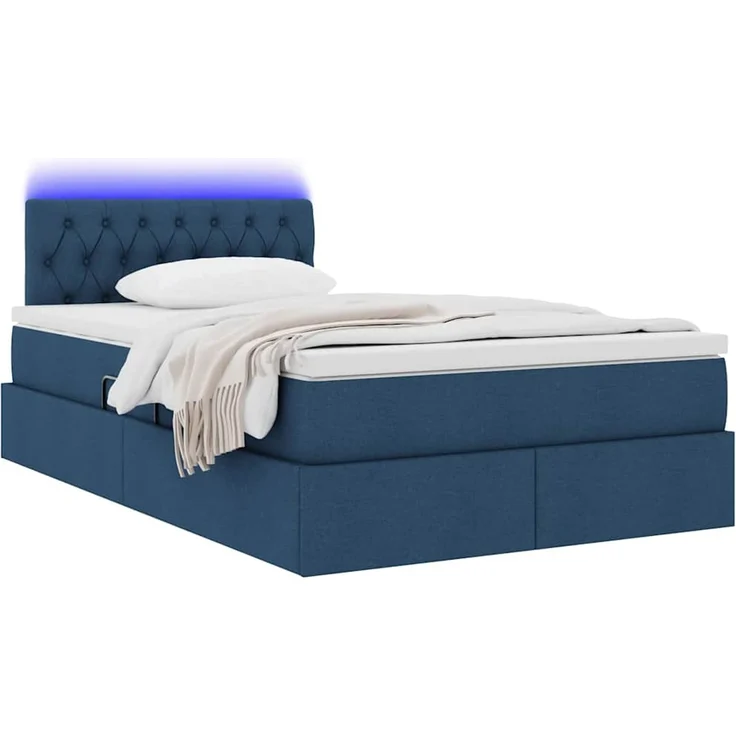 vidaXL LED-Speicherbett mit Matratze Blau 120 x 190 cm Stoff 3371198 – Bild 3