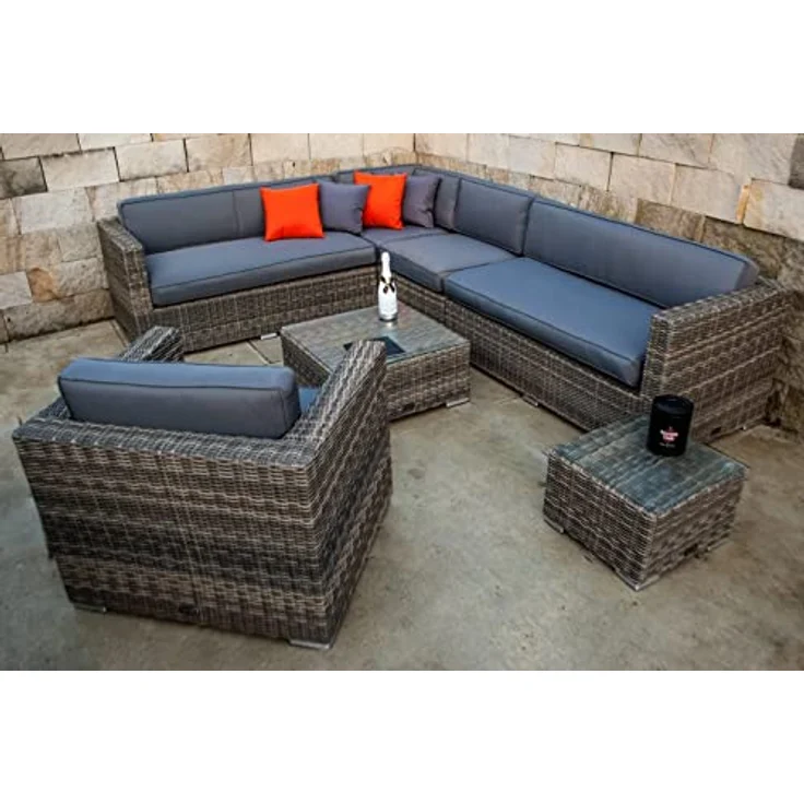 Ragnarök Möbel-Design Gartenlounge-Set Lounge Set Narvik, (Set, Ecklounge, Polyrattan, Alu), Sitzpolster ca. 16 cm dick und haben 2 intergrierte Härtegrade – Bild 2
