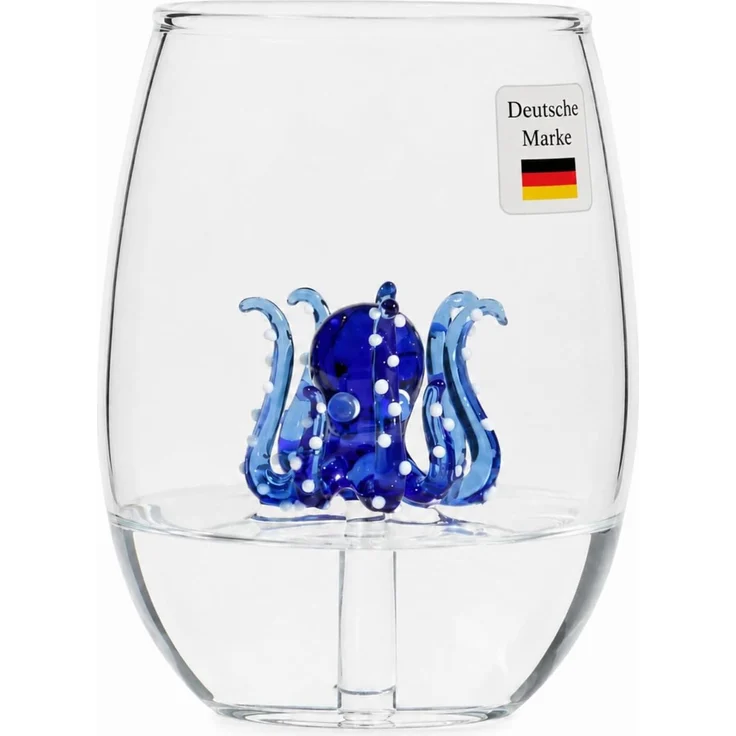 Winkee Glas Winkee - Handgemachtes Oktopus Glas, Kristall-Trinkglas, Dessertg