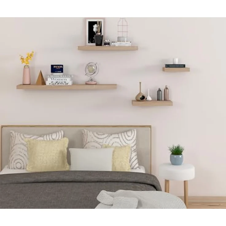EUGAD Wandregal Wandboard Buchregal Hängeregal DVD CD Regal Holz Board 80cm Eiche 0117QJ – Bild 3