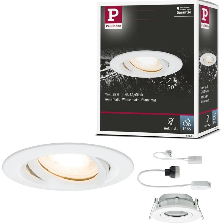 Paulmann No. 93661 Einbauleuchte LED Nova IP65 rund max. 35W Weiß 1er-Set schwenkbar