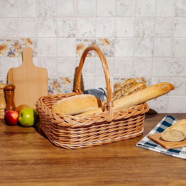Creative Home Tablett Weidentablett Korbtablett mit Henkel, Boden aus unbehandeltem – Bild 2