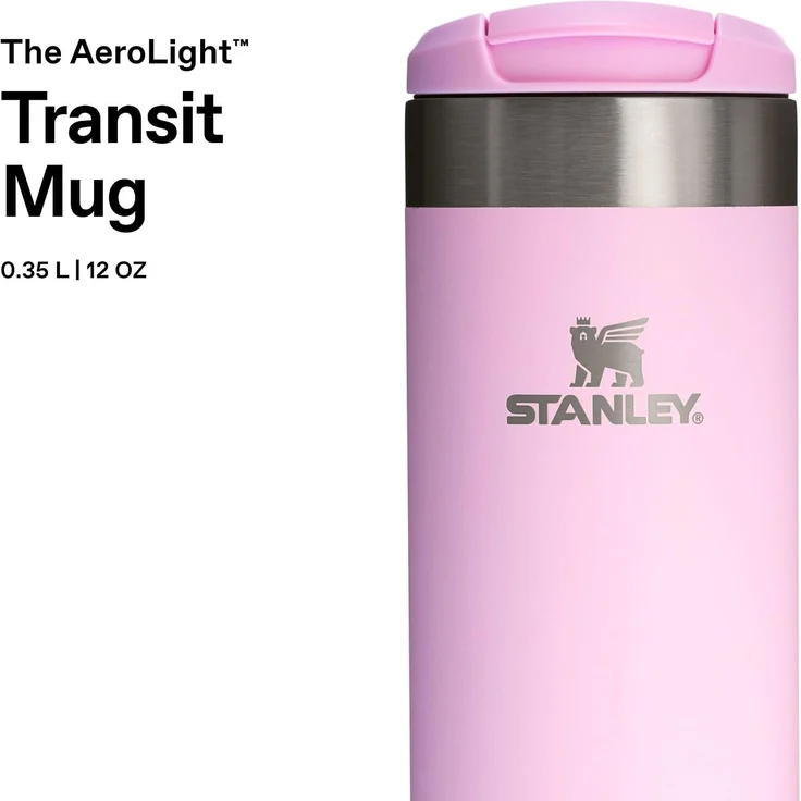 Stanley 1913 Aerolight Transit Thermobecher 0.35L - Hält 4 Stunden Heiß - Spülmaschinenfest - Kaffeebecher To Go Auslaufsicher - Kompatibel Mit Gängigen Pkw-Getränkehalterungen - Cherry Blossom – Bild 3