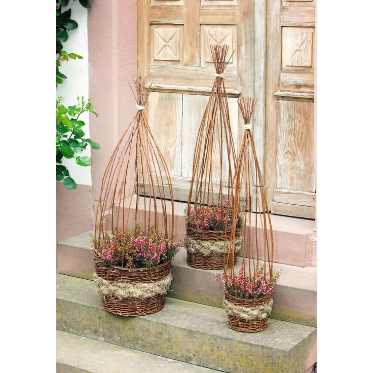 3er Set Pflanzkorb Blumenkorb Blumentopf Pflanzentopf Korb Übertopf Blumenkübel – Bild 2