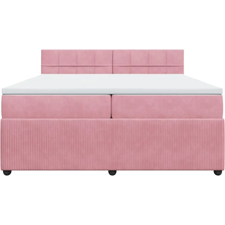 vidaXL Boxspringbett mit Matratze Rosa 200x200 cm Samt 3287835 – Bild 4