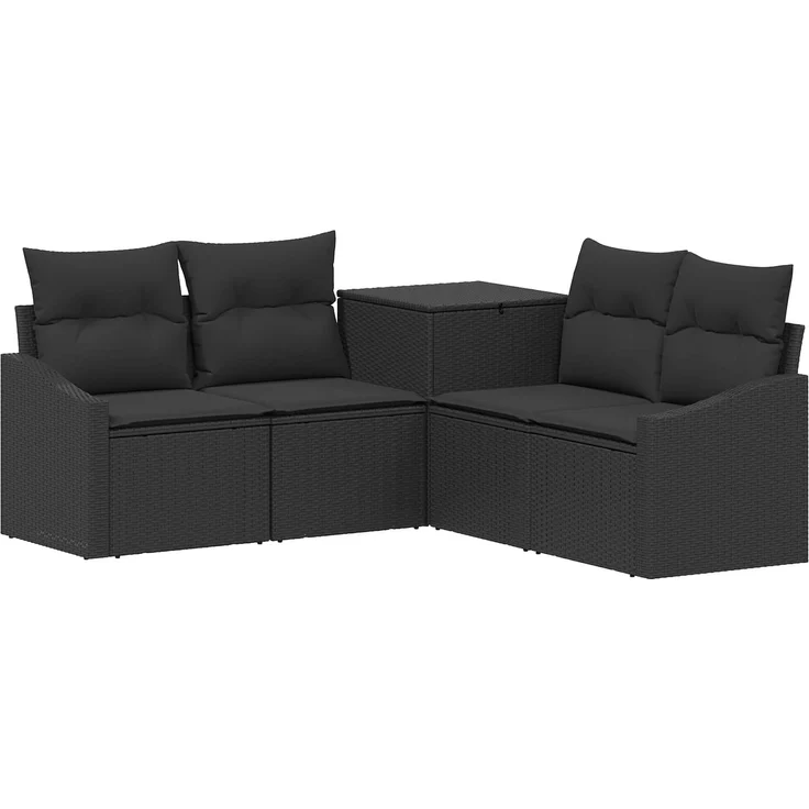 vidaXL Sofa Set 5 stk. Schwarz Polyrattan und Stahl 3447811 – Bild 2