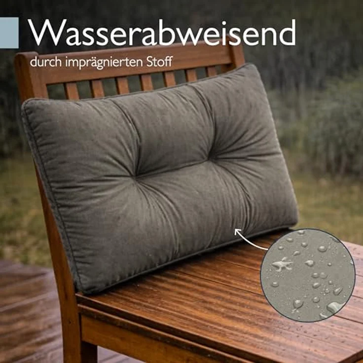 Beautissu Sitzkissen Lounge Kissen Outdoor Rückenkissen Flair LK, 50x40x12cm, Grau, 50x40x12 cm – Wetterfest Schmutzabweisend Polster für Gartenmöbel – Bild 5