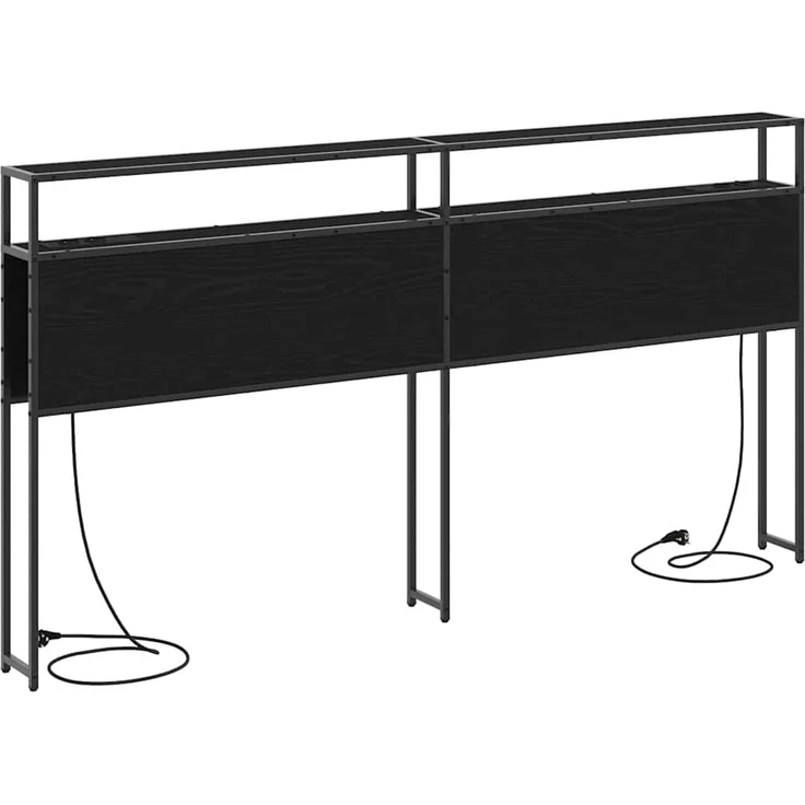 vidaXL Stauraum-Kopfteil Schwarz Eichen-Optik Holzwerkstoff 98 x 15 x 203 cm – Bild 6