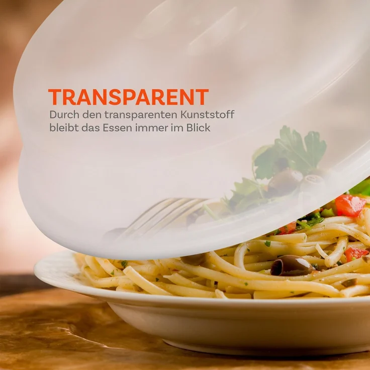 Mikrowellenabdeckung Ø26 x 7cm, Geschirhülle für die Mikrowelle - Mikrowellenhaube, Spritzschutz, Mikrowellendeckel transparent – Bild 5