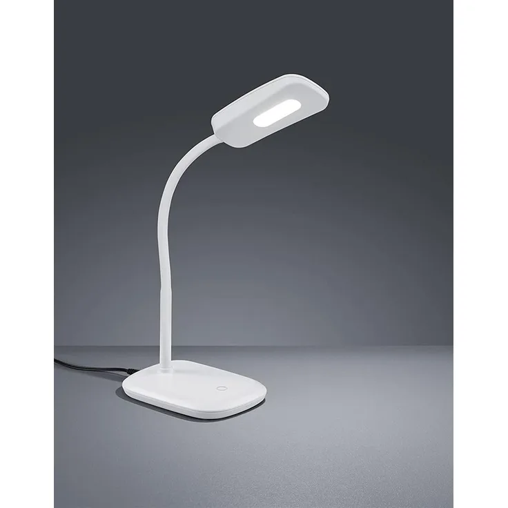 Trio Leuchten 'Boa' LED Tischleuchte, LED fest integriert, Warmweiß, Schreibtischlampe, weiß, Touch Dimmer, warmweiß, verstellbarer Flexarm