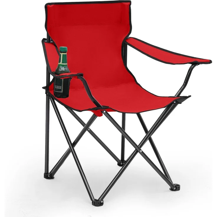 Sunula Campingstuhl Faltbar Anglerstuhl Ultraleicht Faltstuhl mit Armlehnen, mit Getränkehalter, mit Tragetasche, bis max. 100 kg, Rot – Bild 1