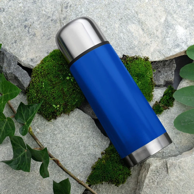 Isolierflasche 350 ml Edelstahl Blau – Bild 2