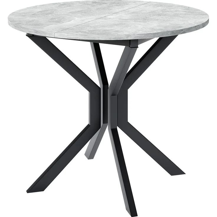 Runder Ausziehbarer Esstisch Dirko M (Farbe: Grau Marmor/Schwarz) – Bild 3