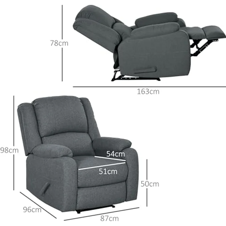 HOMCOM Relaxsessel mit Liegefunktion, Liegesessel bis 150 kg Belastbar (Fernsehsessel, 1-St, Ruhesessel), für Wohnzimmer, Schlafzimmer, Braun – Bild 4