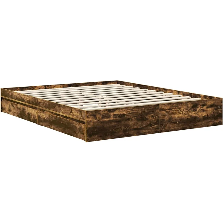 vidaXL Aufbewahrungsbett Geräucherte Eiche 160 x 200 cm Holzwerkstoff 3413489 – Bild 5