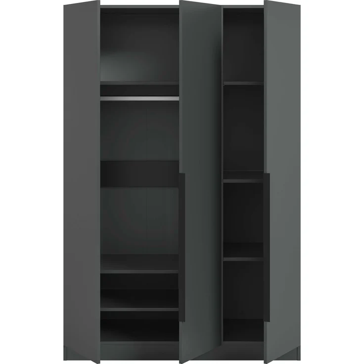Kleiderschrank 3-türig (B/H/T: 120x180x52 cm) in anthrazit – Bild 4