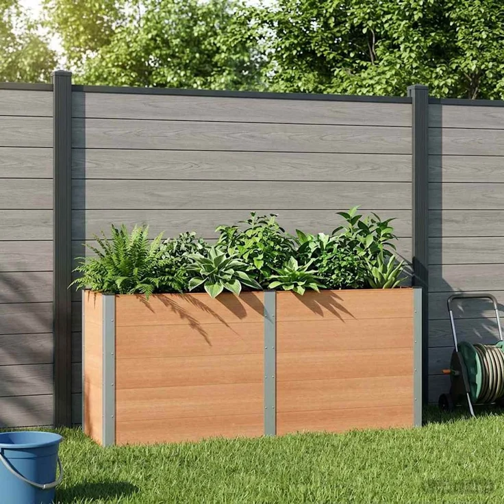 vidaXL Hochbeet Braun 200 x 50 x 91 cm WPC und Aluminium 42039005 – Bild 1