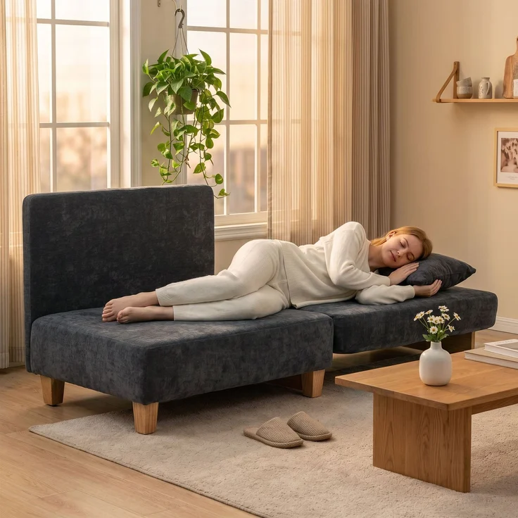 HOMCOM Schlafsessel, Polyester, Dunkelgrau, 94L x 63B x 89H cm – Bild 8