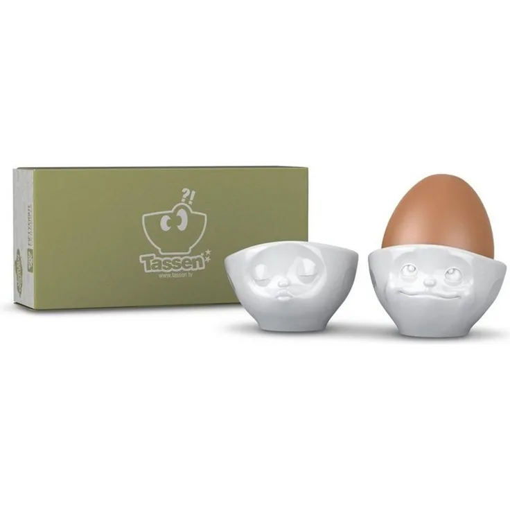 FIFTYEIGHT Eierbecher Set Nr. 1 - Küssend & Verträumt weiß